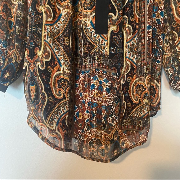 Anthropologie Blouse Meadow Rue Marya Paisley Print Peasant Top Boho Fall Sz XS - Picture 11 of 14